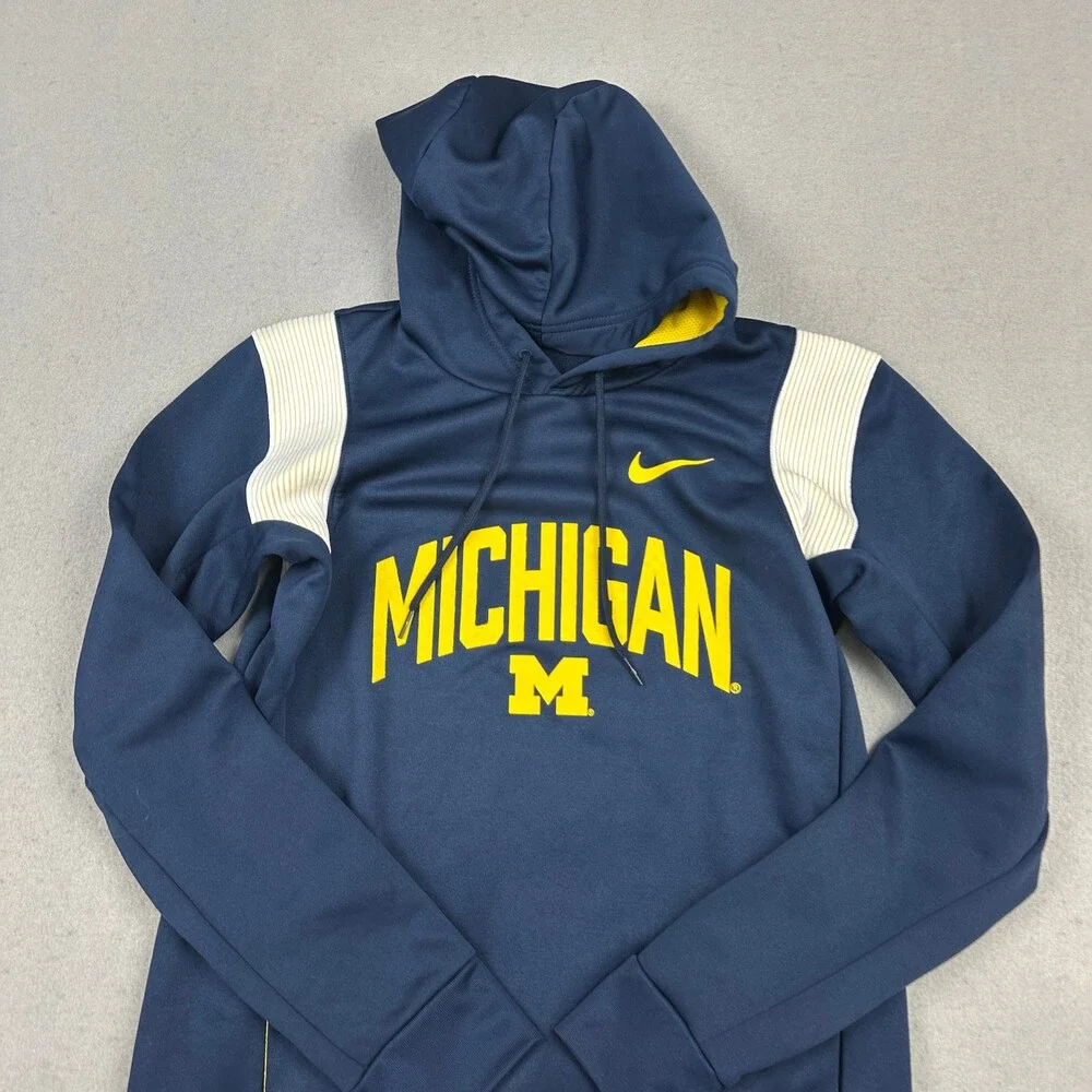 Michigan Wolverines Hoodie Men Small Navy Nike On Field Therma Fit Sweatshirt S
